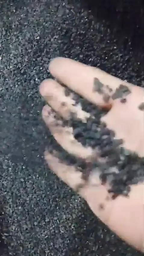 A handful of screened granular activated carbon over the granule bed