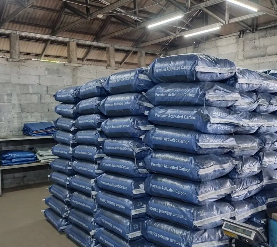Finished sacks in the warehouse